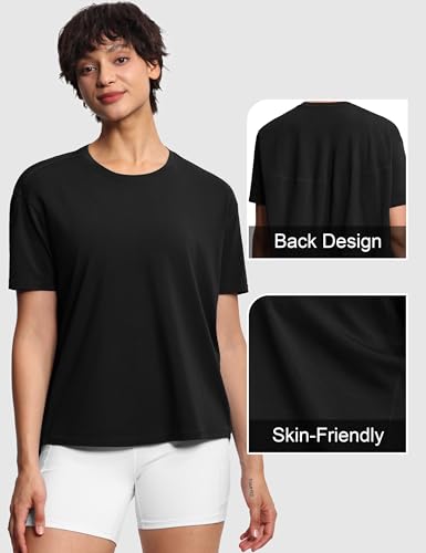 THE GYM PEOPLE Women's Short Sleeve Workout T-Shirts Back Loose Fit Running Yoga Tee Tops4