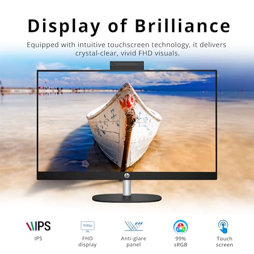 Image of HP 27 inch FHD Touchscreen All-in-One Desktop, AMD Ryzen 7 7730U, 64GB RAM, 5TB Storage(4TB SSD+1TB Docking Station Set), AMD Radeon Graphics, Wireless Keyboard & Mouse, FHD IR Camera, Win 11 Pro, Black