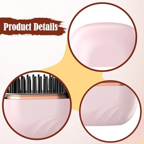 Cepillo alisador de cabello portátil y rápido rosa miniatura 3