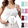 yaoeye Camisetas Tipo Camisola para Mujer con Sujetador Incorporado Transpirables Frescas con Tirantes Ajustables de Algodón para Verano 2