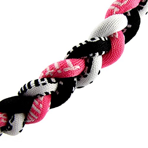 Mapofbeauty 18" Sport Three Colors Three Braided Rope Tornado Necklace (Pink/Black/White) #TOP1