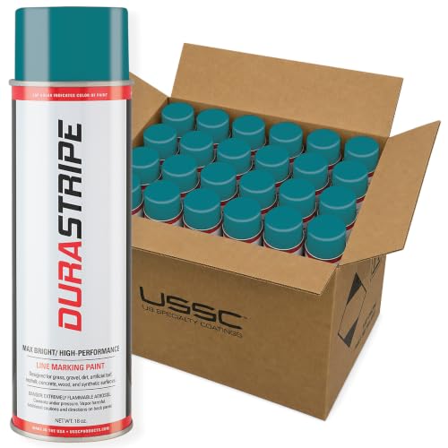 Image of Athletic Field Marking Paint - 2 Cases of 12 T-Tip Spray Cans (24 Total), 18 oz Each - Bright, Durable Field Striping Paint (Teal)