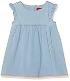 Sportlich schickes Jeanskleid in einem hellen Blue Bleached Denim aus weicher Baumwolle, im Brustbereich mit kleinen weißen Punkten Allover versehen, der Rockbereich ist Uni farben mit Neon farbender Zierbommelkante bestickt von S.OLIVER Baby.  KJ Fashion Größentip: S.Oliver fällt normal bis etwas größer aus und ist bequem geschnitten bei den Oberteilen.  Modell: 65.904.82.2876 