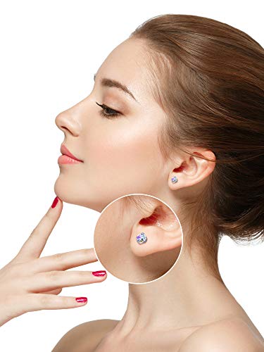 18 Pairs Stainless Steel Stud Earrings Solid Rhinestone Earring Cartilage Earrings Helix Ear Piercing Jewelry for Women Men (Steel Color, 18 G/ 1 mm with 4 mm Screw Ball)4