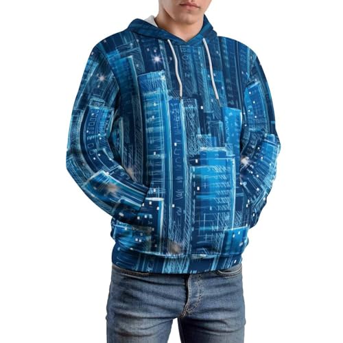 Hoodie unisexe imprimé bâtiment sweat à capuche à manches longues UMENG pull S