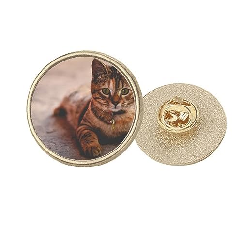 Broche chat en métal doré de taille M avec détails photoréalistes