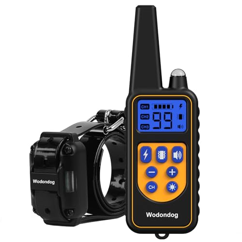 Wodondog Collier de Dressage pour Chien, Collier Electrique pour Chien Étanche Rechargeable, Télécommande 1000 m (Jaune)