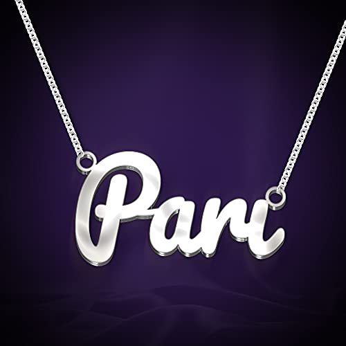 Image of Pari Cursive Gold & Silver Name Pendant Necklace, Best Jewelry Gift for Girls.