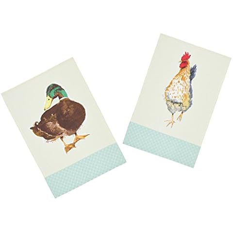 Kitchencraft Juego de 2 Toallas de té impresas con animales de granja Cover