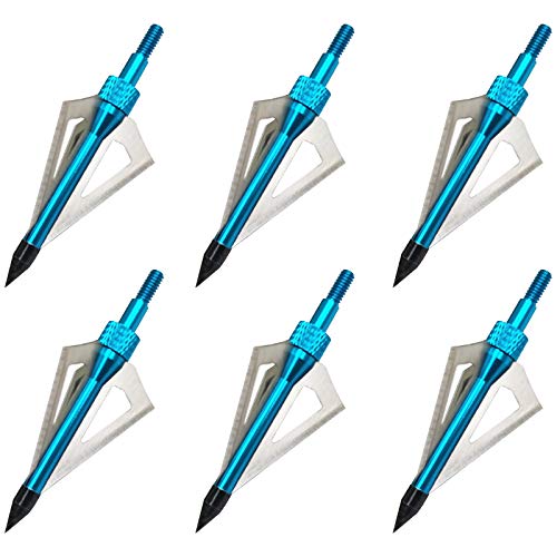 Archery Broadheads Hunting 3 Blade Archery Arrowhead 100 Gerling Threaded Spiral Head 6PCS (Blue)