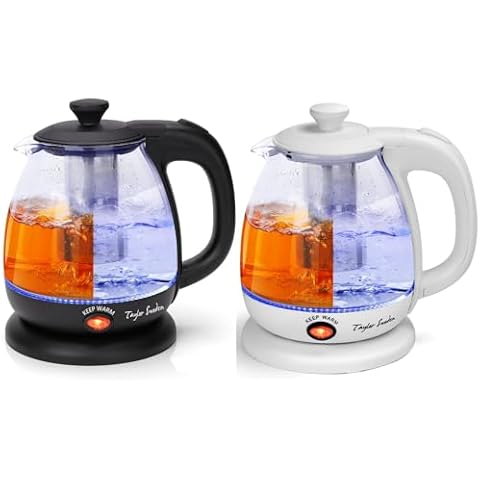Taylor Swoden Electric Kettle with Tea Infuser, 1L Small Electric Tea Kettle with Keep Warm, LED Light Hot Water Boiler & Heater for Coffee & Tea, Auto Shut-Off & Boil Dry Protection, BPA Free, Black Cover