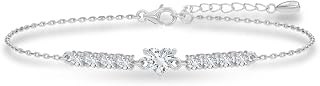 925 Sterling Silver Heart Solitaire Pendant Earrings Chain Bracelet Ring for Women & Girls| Platinum Plated | Gift for her