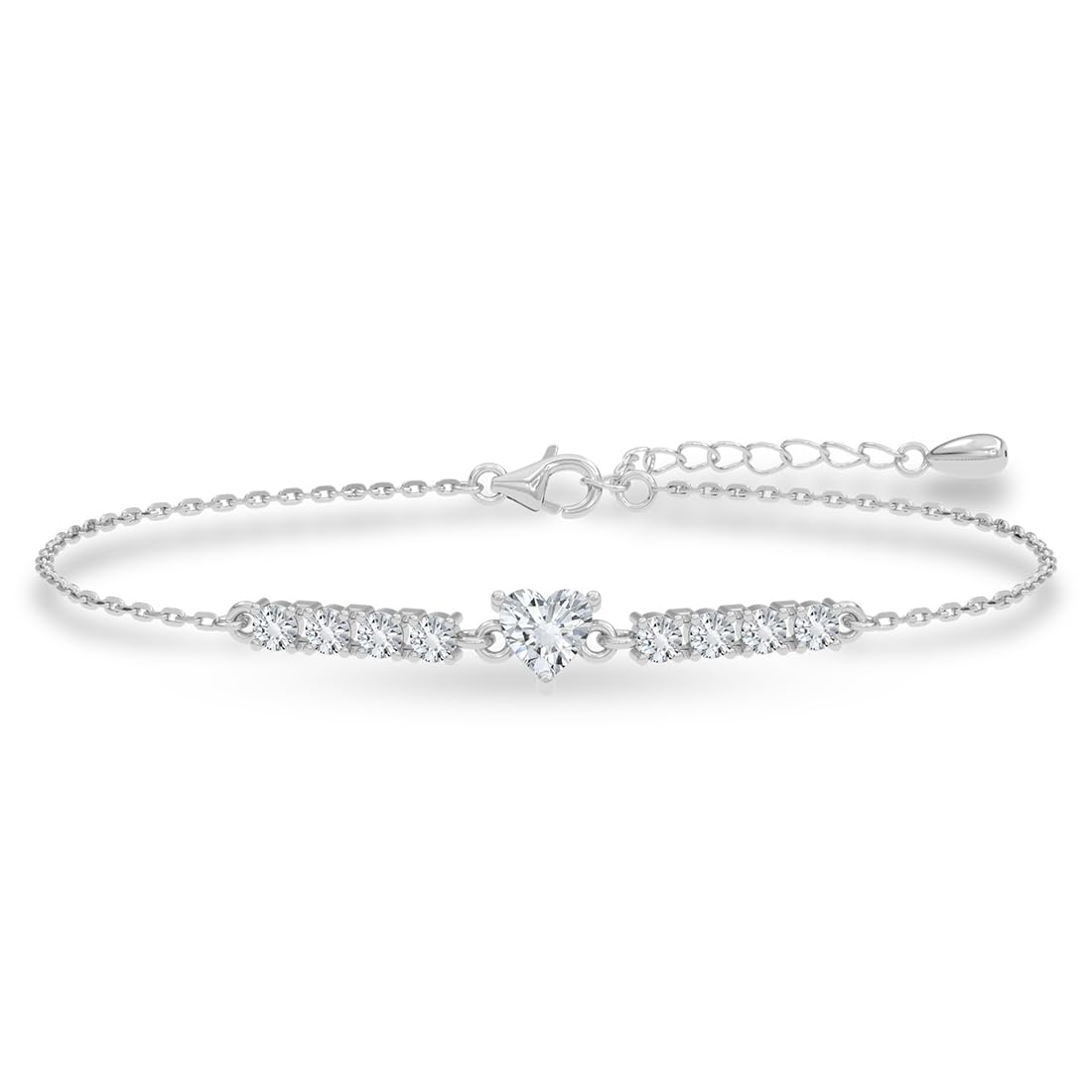 clara 925 Sterling Silver Heart Solitaire Pendant Earrings Chain Bracelet Ring for Women & Girls| Platinum Plated | Gift for her-picture-19