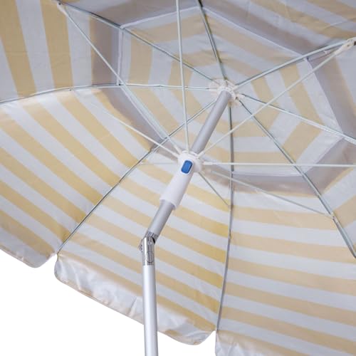 بروكامب مظلة شاطئ فاخرة مع مرساة رملية - مظلة شمسية للفناء وحمام السباحة والشاطئ - مظلة خارجية شديدة التحمل مقاومة للرياح للحماية من الشمس (خطوط الشمس)