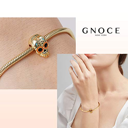 Image of GNOCE Skull Pendant Charm Silver Dangle Charms Bead fit Bracelet /Necklace Jewelry Gift for Women Men