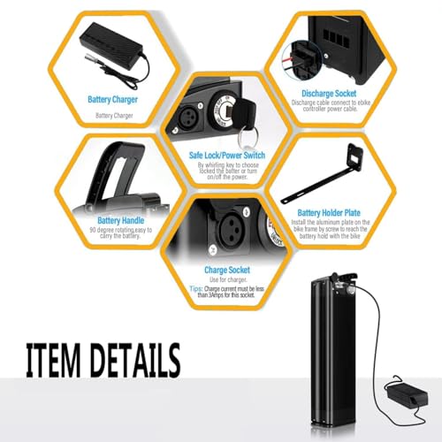 ZHIKAN E-Bike Pedelec Battery 36V/48V 15.6Ah/18Ah/21Ah, for MiFa Rex Prophete Aldi Bike, Can Fit Phylion/XH370-10J with Charger, Suitable for Motors 250W/350W/500W/750W/1000W/1200W (36V 15.6Ah) - Image 3