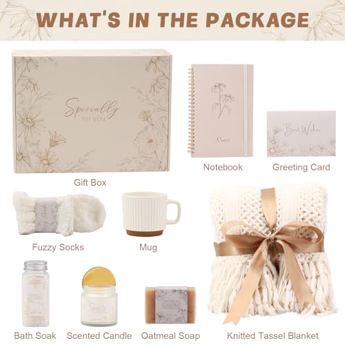 Image of Cozy Self Care Gifts for Women, Spa Care Package Relaxation Thinking of You Gifts for Women, Unique Birthday Get Well Gift Baskets for Her Mom Best Friends Girls