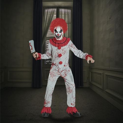 Disfraz de Payaso Asesino para Niños con Mascara y Afro Rojo miniatura 4