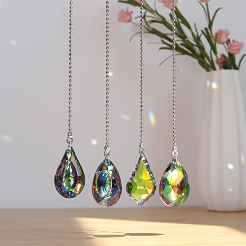 4 Pieces Crystal Ceiling Fan Pull Chain Rainbow Maker Pull Chain Extension with Connector - Thumbnail 3