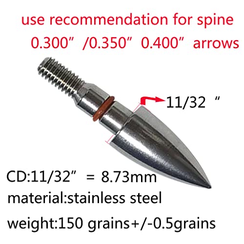 Image of 100 /125 /150 /200 /300 Grains Archery Field Points Practice Field Tips, Archery Target Practice Hunting Arrow Tip for Recurve, Compound Bow Crossbow, Stainless Steel Screw in Broadheads