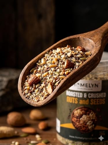 Image of Premium Roasted & Crushed Nuts & Seeds Mix | Almonds, Cashews, Pistachios, Watermelon, Sunflower, Pumpkin, Flax & Chia Seeds | Semi-Powdered Superfood Blend | Ready to Sprinkle | No Additives (250g)