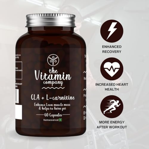 Image of CLA + L-Carnitine Capsules 1000mg, Help in Fat Burning & Enhance Lean Muscle Mass, May promote Muscle Growth and Exercise Performance, 60 Capsules