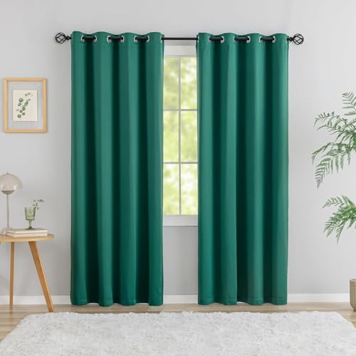 MANGATA CASA Cortinas opacas verdes con ojales, 2 paneles para dormitorio, ventana para sala de estar, cortinas térmicas (verde Navidad, 132 x 213 cm)