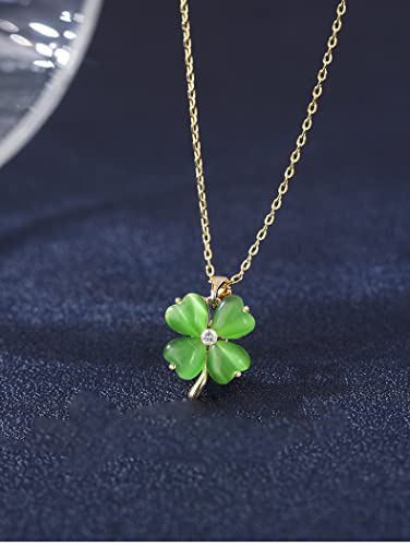 Green 4 Leaf Clover Necklace for Women, Lucky Pendant Chain Necklace Jewelry3