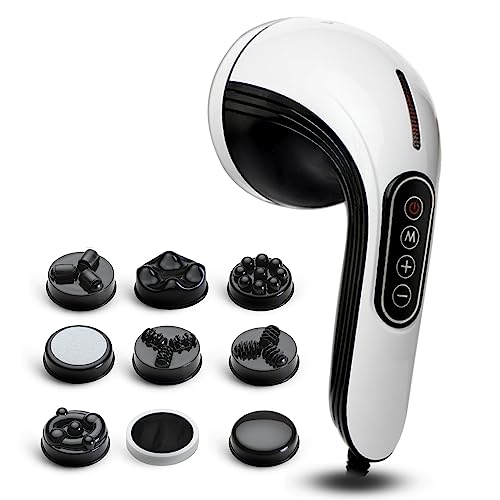 AGARO MARVEL Electric Handheld Full Body Massager with 8 Massage Heads, 5 Mode & 6 Speed Settings for Back, Leg & Foot, White