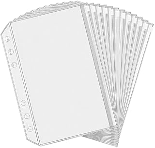 Antner 12PCS A5 Binder Pockets 6 Holes Budget Cash Envelopes for Budgeting, Clear Zipper Folders Planner Inserts Loose Leaf Bags for A5 Budget Planner Binder, Waterproof PVC Document Pouch Filing Bags