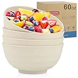 Wheat Straw Bowl Sets,4 PCS Unbreakable Cereal Bowl 60 OZ，Microwave and Dishwasher Safe Bowls,Super