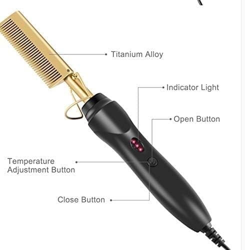 Plancha Rizadora y Peine Caliente para Cabello, Uso en Seco y Mojado, Plancha Profesional con Panel de Aleación miniatura 5