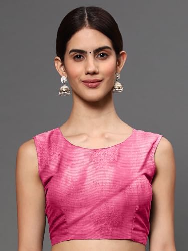 leeza store Women's Linen Tissue Silk Silver Zari Floral Motifs Jacquard Banarasi Saree With Blouse Piece