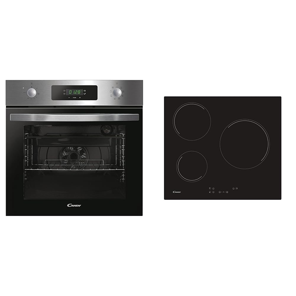 Candy FIDCP X625 L, Horno Multifunción, 70L, 1 Bandeja y 1 Rejilla, Ventilador Radial & CH63CC, Placa Vitrocerámica, 3 Zonas, 60CM, 10 Niveles de Potencia, 5,5KW,