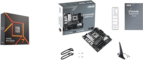 AMD Ryzen 7 7700X 8 núcleos, procesador de escritorio desbloqueado de 16 hilos ASUS Prime B650M-A AX AMD B650 (Ryzen 7000) Placa base Micro-ATX