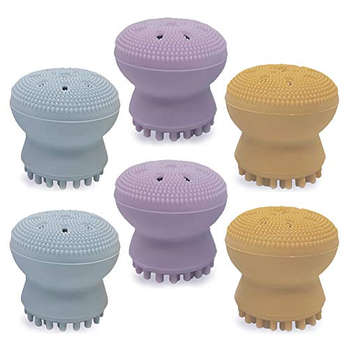 Tiandco Silicone Face Scrubber Pack of 6, Facial Beauty Tools for Deep Cleaning Gentle Exfoliating Skin Massage,Jellyfish Brush for Sensitive, Delicate, Dry Skin (Multicolor 1)