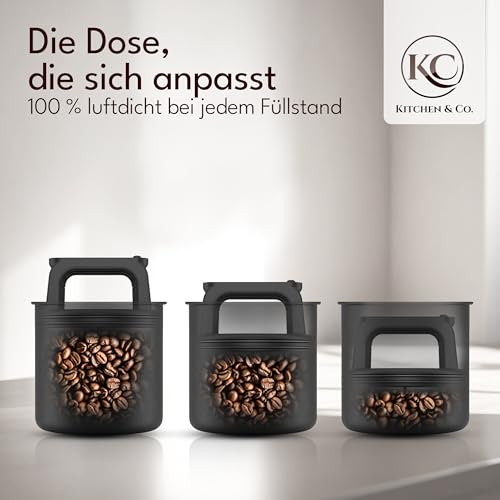 KC Kitchen & Co. Airtight Coffee Canister for 250 g Coffee Beans - Stainless Steel Storage Jar with Vacuum Lid & Aroma Seal - Storage Jar for Coffee, Tea, Sugar, Cereal - Matte Black (1000 ml) - Image 5