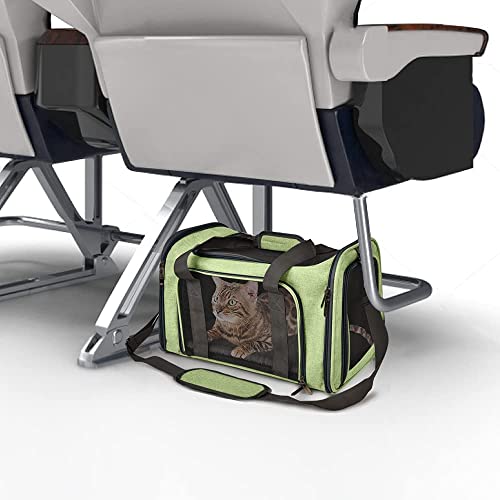 Image of Henkelion Pet Carrier for Small Medium Cats Dogs Puppies up to 15 Lbs, Airline Approved Small Dog Carrier Soft Sided, Collapsible Travel Puppy Carrier - Green