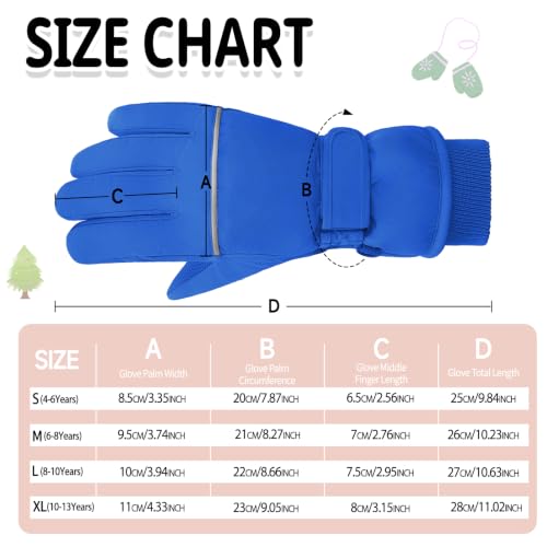 Image of Kids Winter Ski Gloves Waterproof Children Girls Boys Fleece Thermal Snowboard Snow Gloves Mittens for Cold Weather