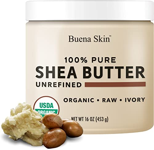 Buena Skin Pure Unrefined Raw Shea Butter 1Lb - Usda Certified, African Grade A Ivory Unrefined, Cold-Pressed Body Butter For Diy Cream, Dry Skin Lotions, Moisturizer, Soap, Lip Balm, Hair Conditioner #TOP5