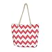 Premium Large Chevron Zig Zag Canvas Tote Shoulder Bag Handbag, Coral Orange