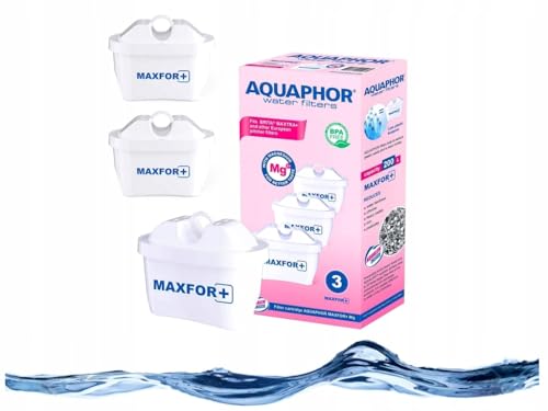 AQUAPHOR Maxfor+ Replacement Filter with Magnesium Cartridge Pack of 3 - Compatible with All Aquaphor Maxfor+ Filter jugs and Brita Maxtra+ Reduces limescale, Chlorine and Other impurities.