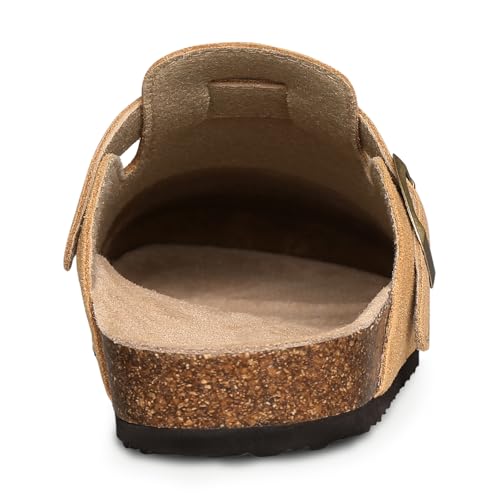Image of KIDMI Genuine Suede Clogs for Women Men Cork Footbed Sandals Leather Mules Potato Shoes with Arch Support