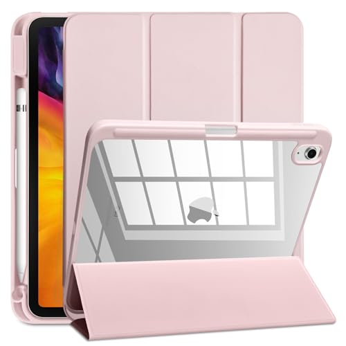 Allinboy for iPad (A16) 11th Generation Case [11 Inch 2025] iPad 10th Generation Case 10.9 Inch 2022, Slim Trifold Stand Shockproof Clear Back [Auto Sleep Wake] [Pencil Holder] Protective Cover, Pink
