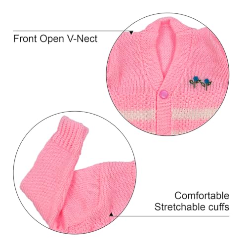 Image of Baby Woolen Sweater for Boys & Girls | Soft Knitted Winter Cardigan | Warm Full Sleeve Winter Wear for Newborn, Infant & Toddler Combo Pink & Yellow (0 to 3 Months) Pack of 2