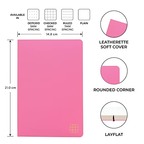Image of NEORAH - A5 Checked Notebook (Square Ruling) SOFT COVER | Organiser REFILL | 110 GSM | 160 pages (Size 21 cm x 14.8 cm) Planner Journaling Writing Note Taking Diary, Travellers Journal- Lavender