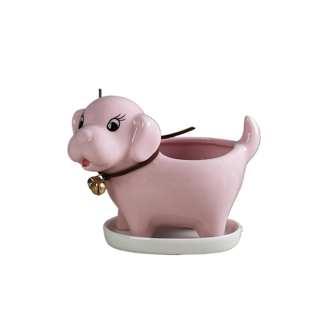 GELASIGE Flower Pots European Simple Puppy Succulent Flowerpot, Ceramic Flowerpot, Creative Desktop Plant Container, Home Decoration Ornaments Outdoor Flower Pots(C)