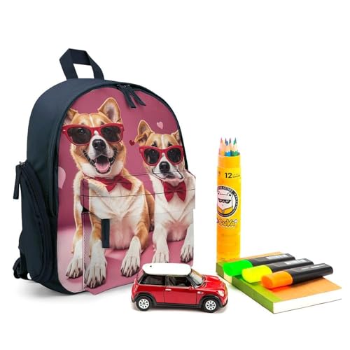 Dogs Wearing Sunglasses Backpack for Men Women, Durable Small Bookbag Lightweight Daypack for Travel, Hiking, Blue-style3