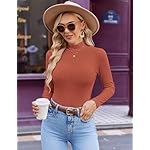 Ekouaer Women's Mock Turtleneck Long Sleeve Shirts Ribbed Knit Lightweight Pullover Sweater Stretch Fitted Thermal Top - Image 2
