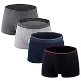 M MOACC Men's Underwear Trunk 4 Pack Soft Waistband Stretch Cotton Low Rise Trunks with Fly,Large